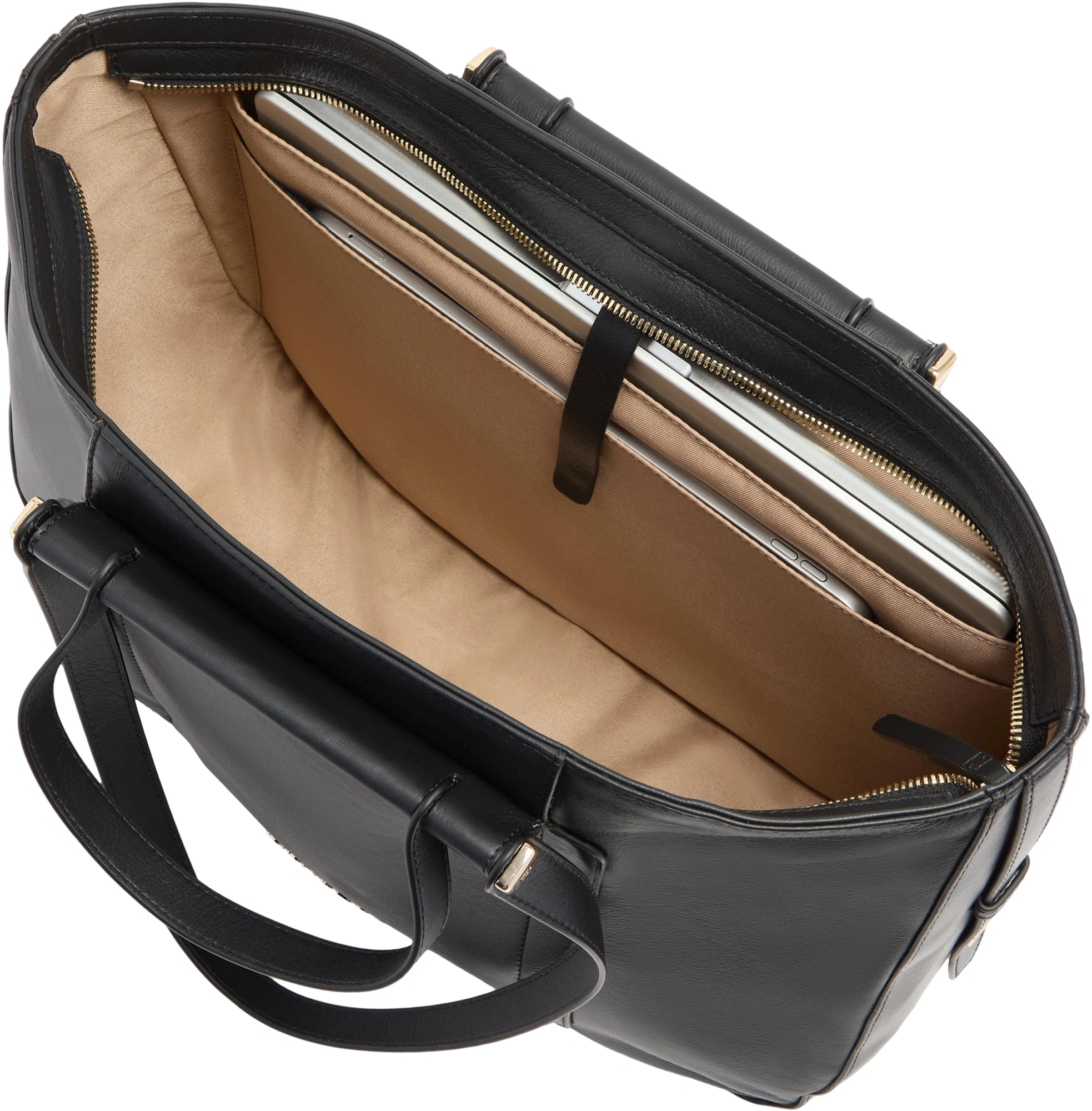 Деловая сумка тоут женская Piquadro Circle BD7136W92/N с отделением для ноутбука 14" черная натур.кожа — миниатюра 4