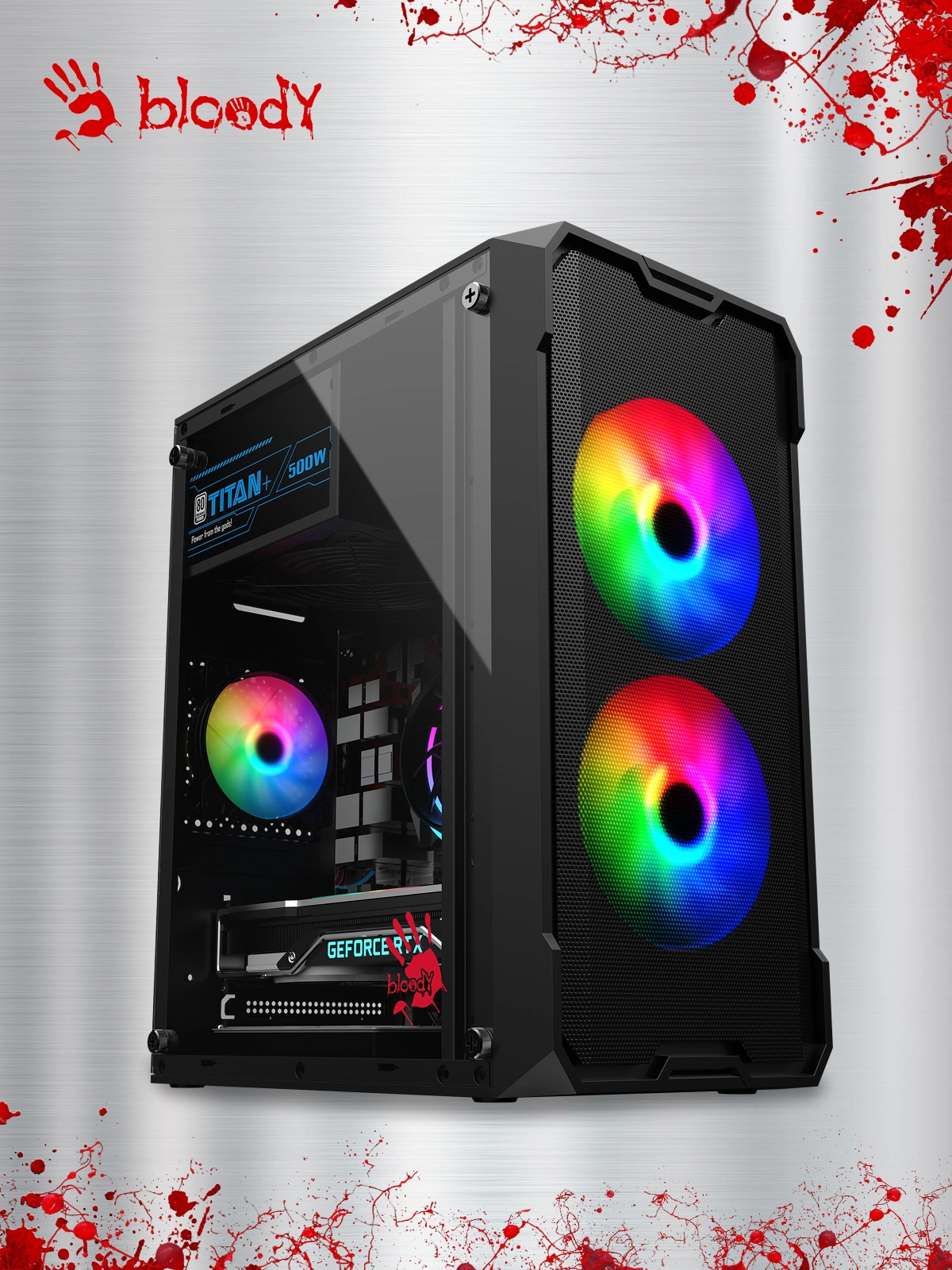 Корпус Bloody CC-129 черный без БП mATX 1x80mm 2x120mm 1xUSB2.0 1xUSB3.0 audio — миниатюра 9