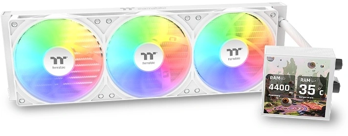 Система водяного охлаждения Thermaltake LB360 Ultra ARGB Soc-AM5/AM4/1200/1700/1851 белый 4-pin 33.8dB Al LCD Ret (CL-W508-PL12SW-A) — миниатюра 4