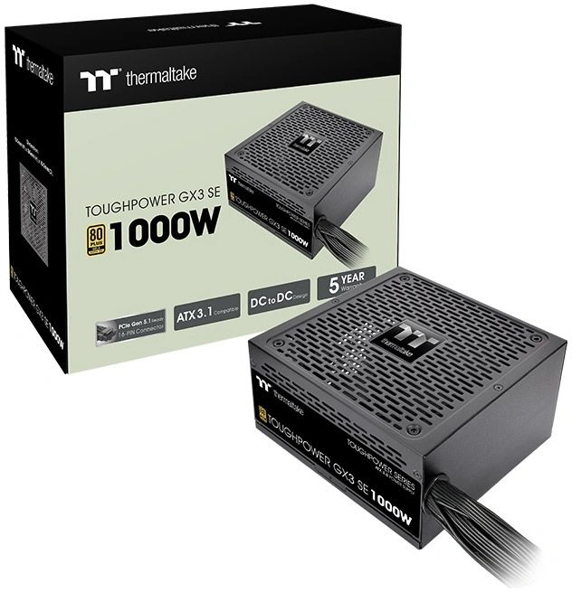 Блок питания Thermaltake ATX 1000W Toughpower GX3 SE 80+ gold (20+4pin) APFC 140mm fan 8xSATA Cab Manag RTL — миниатюра 6