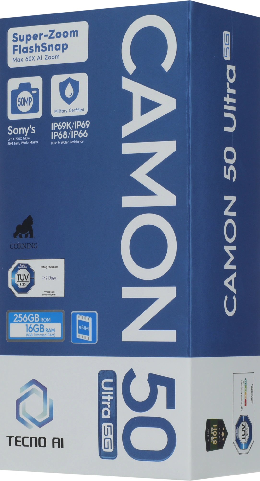 Смартфон Tecno Camon 50 Ultra 5G 256Gb 8Gb титан моноблок 3G 4G 2Sim 6.78" 1208x2644 Android 16 50Mpix 802.11 a/b/g/n/ac/ax NFC GPS GSM900/1800 GSM1900 Protect FM — миниатюра 21