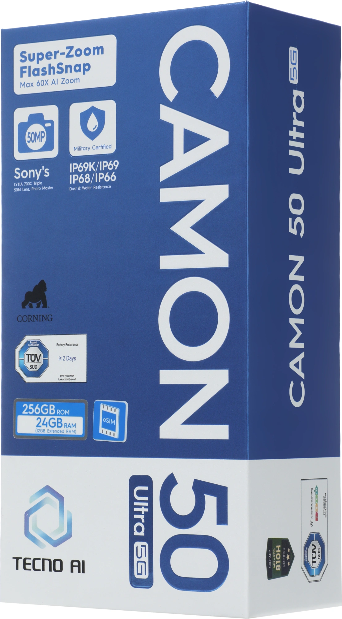 Смартфон Tecno Camon 50 Ultra 5G 256Gb 12Gb титан моноблок 3G 4G 2Sim 6.78" 1208x2644 Android 16 50Mpix 802.11 a/b/g/n/ac/ax NFC GPS GSM900/1800 GSM1900 Protect FM — миниатюра 19