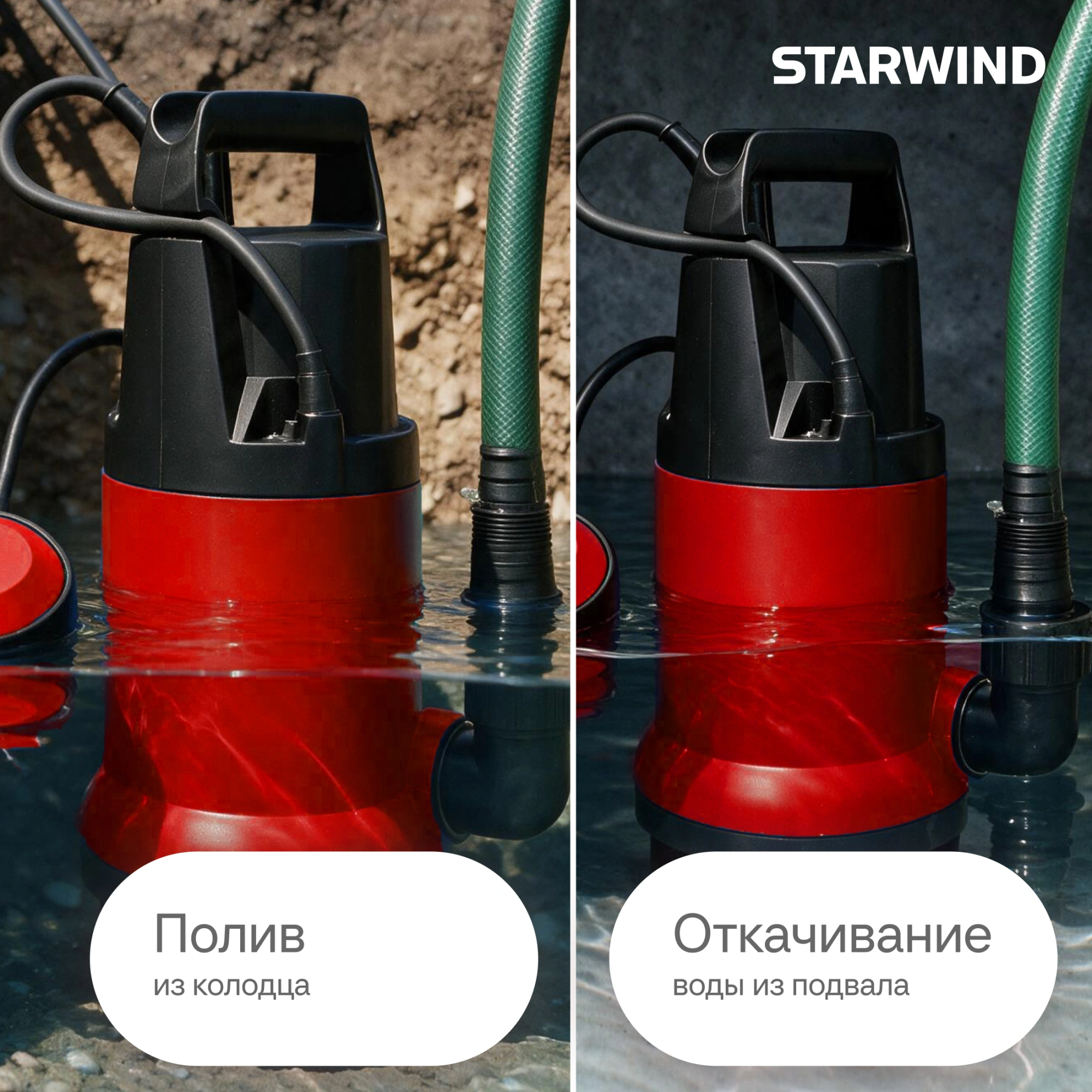 Насос Starwind WPS1250-9.10 1250Вт 15500л/час центробежный — миниатюра 15