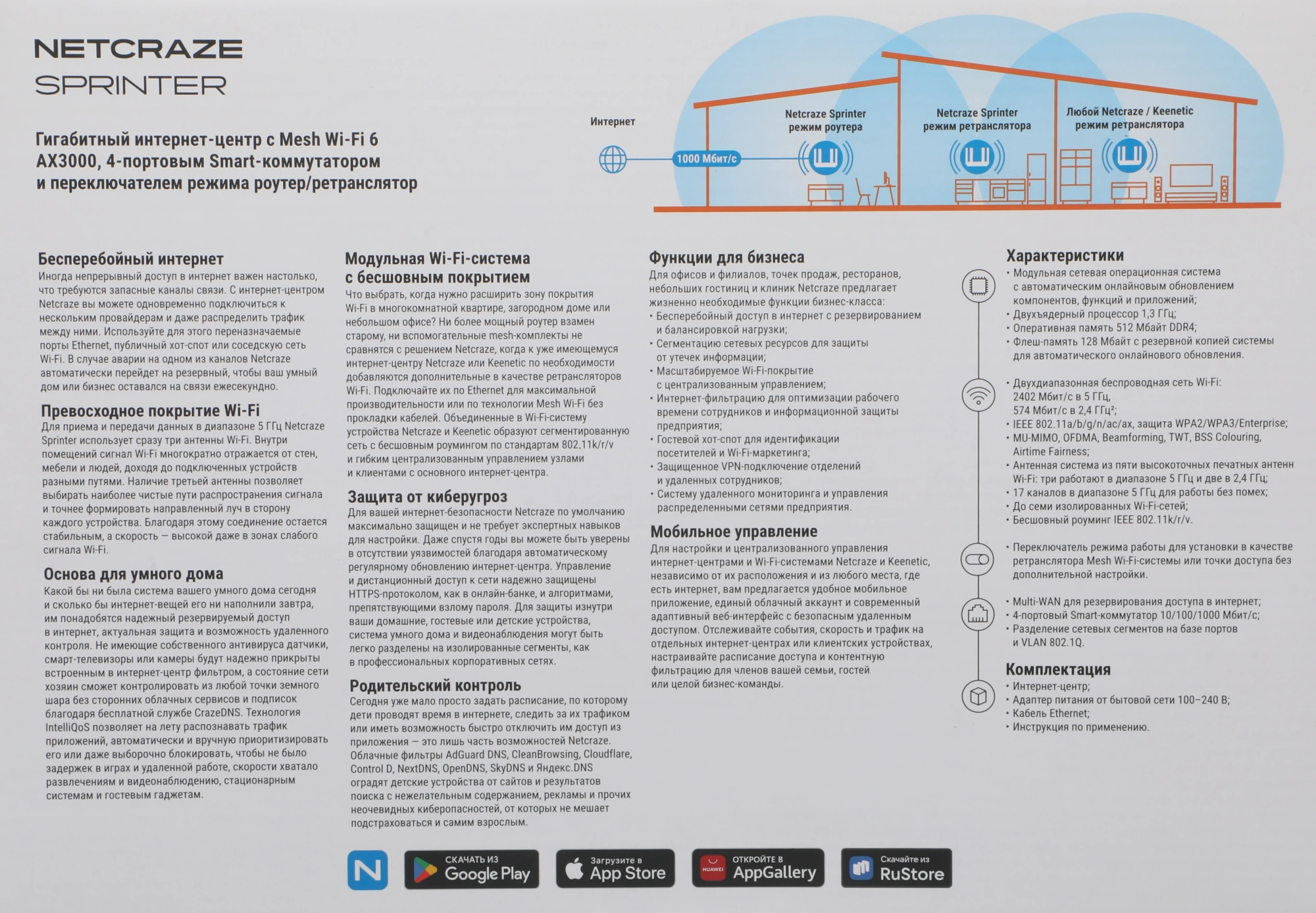 Роутер беспроводной Keenetic Netcraze Sprinter (NC-3711) AX3000 10/100/1000BASE-TX белый — миниатюра 13
