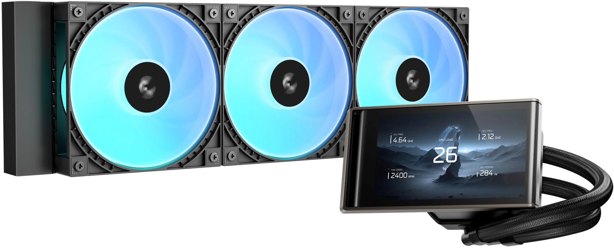 Система водяного охлаждения Deepcool LT360 Vision ARGB Soc-AM5/AM4/1200/1700/1851 черный 4-pin 33.66dB Al LCD 350W 1768gr Ret (R-LT360VISION-BKAMMC-G-1) — фото 1