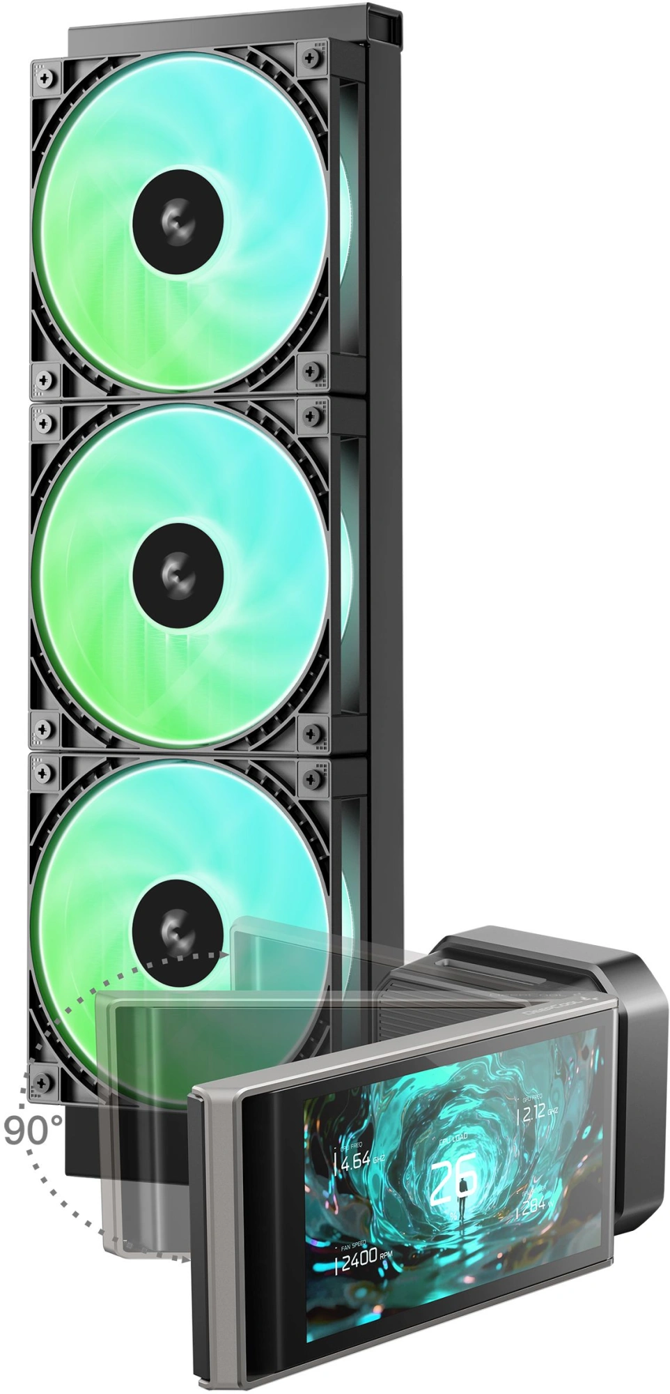 Система водяного охлаждения Deepcool LT360 Vision ARGB Soc-AM5/AM4/1200/1700/1851 черный 4-pin 33.66dB Al LCD 350W 1768gr Ret (R-LT360VISION-BKAMMC-G-1) — миниатюра 2