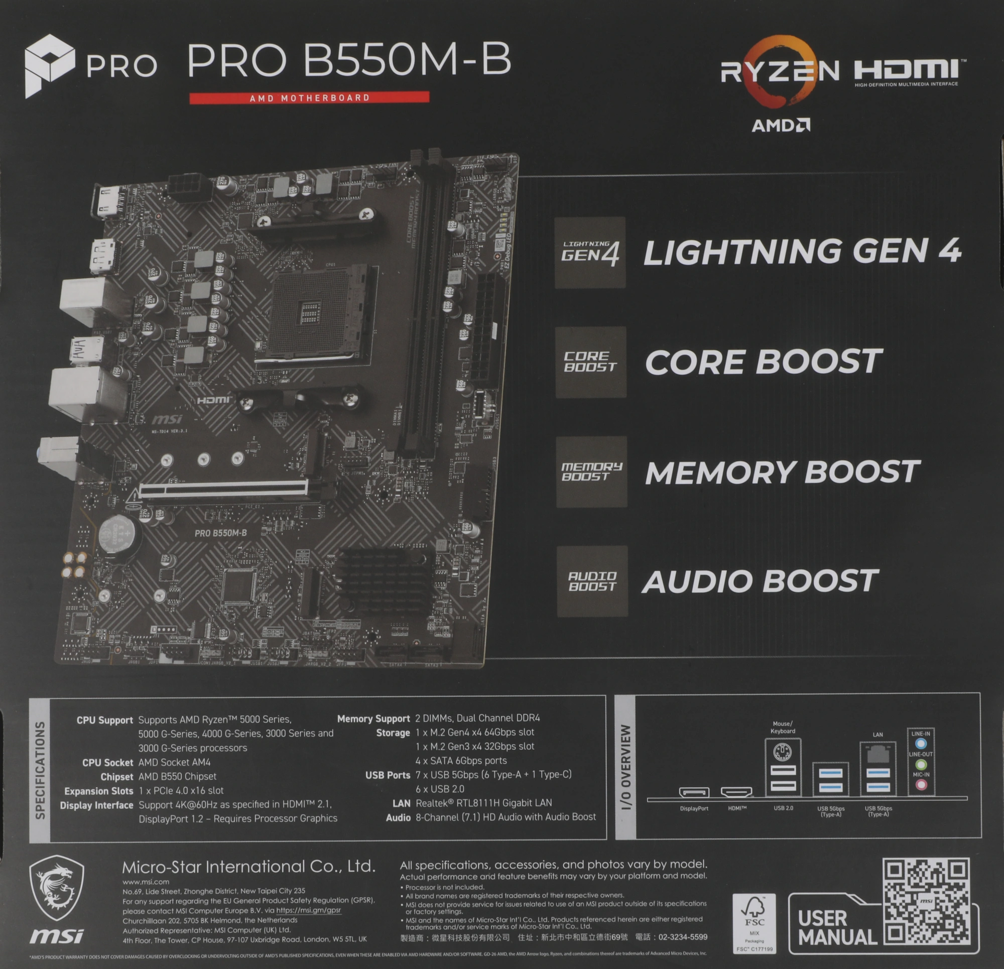 Материнская плата MSI PRO B550M-B Soc-AM4 AMD B550 2xDDR4 mATX AC`97 8ch(7.1) GbLAN RAID+HDMI+DP — миниатюра 15