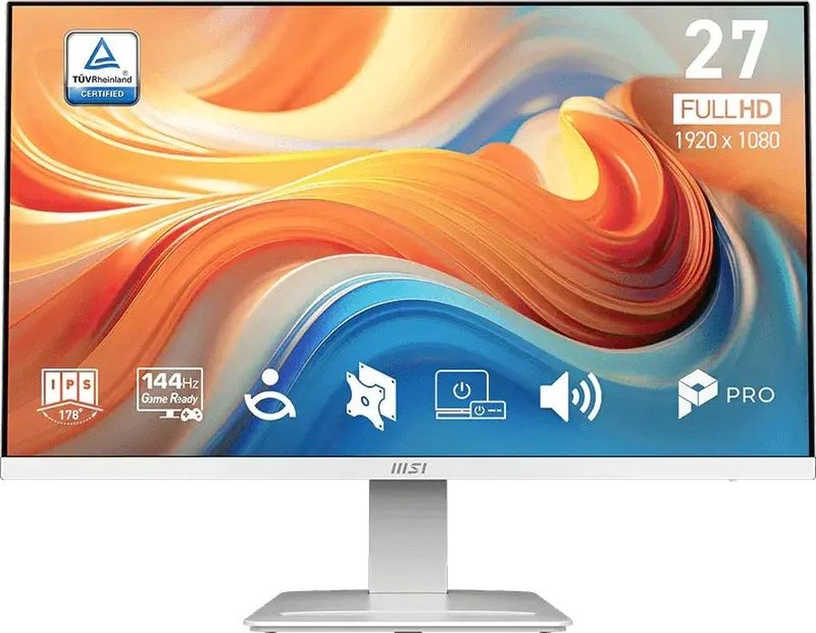 Монитор MSI 27" Pro MP273W E14A белый IPS LED 16:9 HDMI M/M матовая 250cd 178гр/178гр 1920x1080 144Hz VGA DP FHD 4.1кг — фото 1