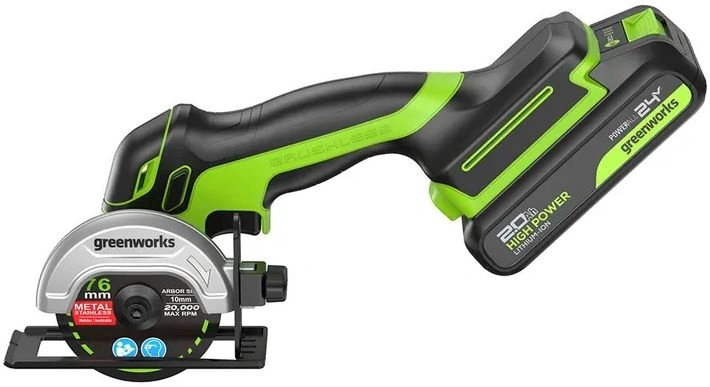 Углошлифовальная машина Greenworks GD24UCS 500Вт 20000об/мин рез.шпин.:M6 d=76мм (3402007CUA) — миниатюра 5