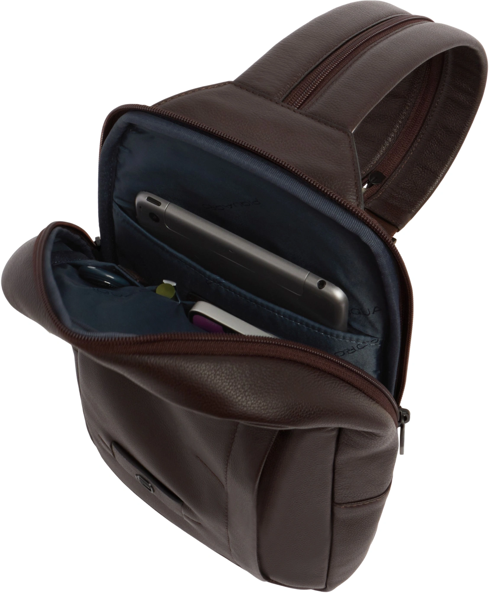 Рюкзак слинг Piquadro Russel CA6764W137/TM темно-коричневый натур.кожа — миниатюра 4
