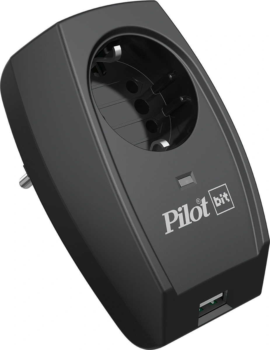 Сетевой фильтр Pilot Bit (USB) (1 розетка) черный (коробка) — миниатюра 3