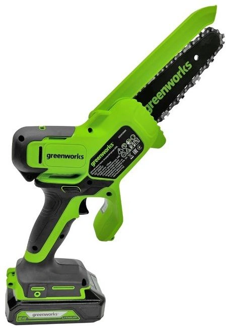 Цепная пила Greenworks GD24CSMNX аккум. 450Вт дл.шины:6" (15cm) 1аккум. 2Ач ЗУ (2008707UA) — миниатюра 3