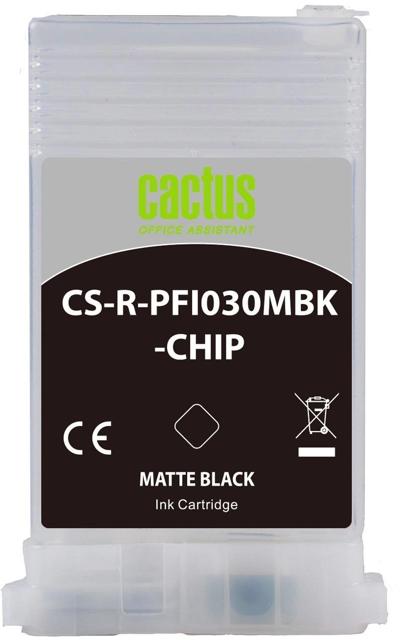 Картридж перезаправляемый струйный Cactus CS-R-PFI030MBK-CHIP черный матовый (55мл) для Canon imagePrograf TA-20/30/TM-240/340 с чипом — миниатюра 2