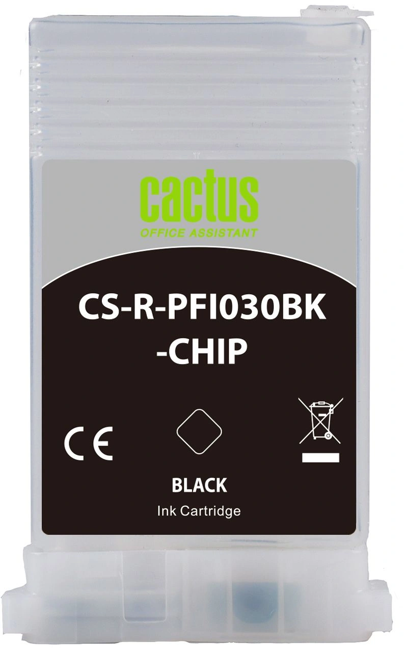Картридж перезаправляемый струйный Cactus CS-R-PFI030BK-CHIP черный (55мл) для Canon imagePrograf TA-20/30/TM-240/340 с чипом — миниатюра 2