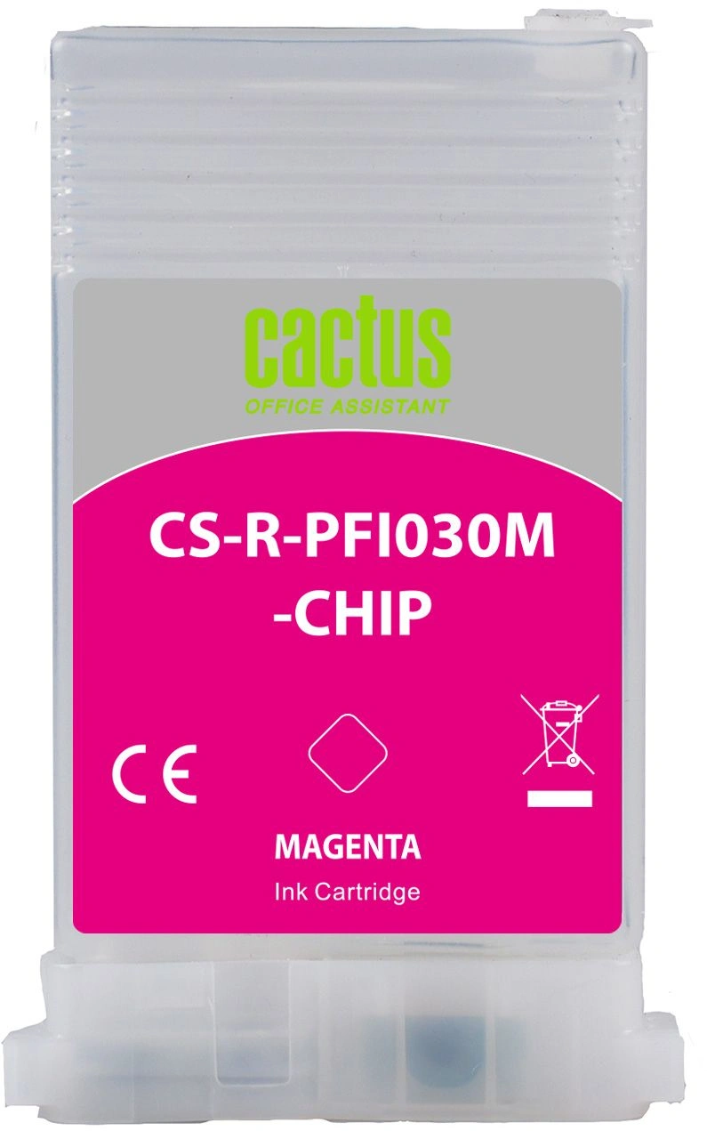 Картридж перезаправляемый струйный Cactus CS-R-PFI030M-CHIP пурпурный (55мл) для Canon imagePrograf TA-20/30/TM-240/340 с чипом — миниатюра 2