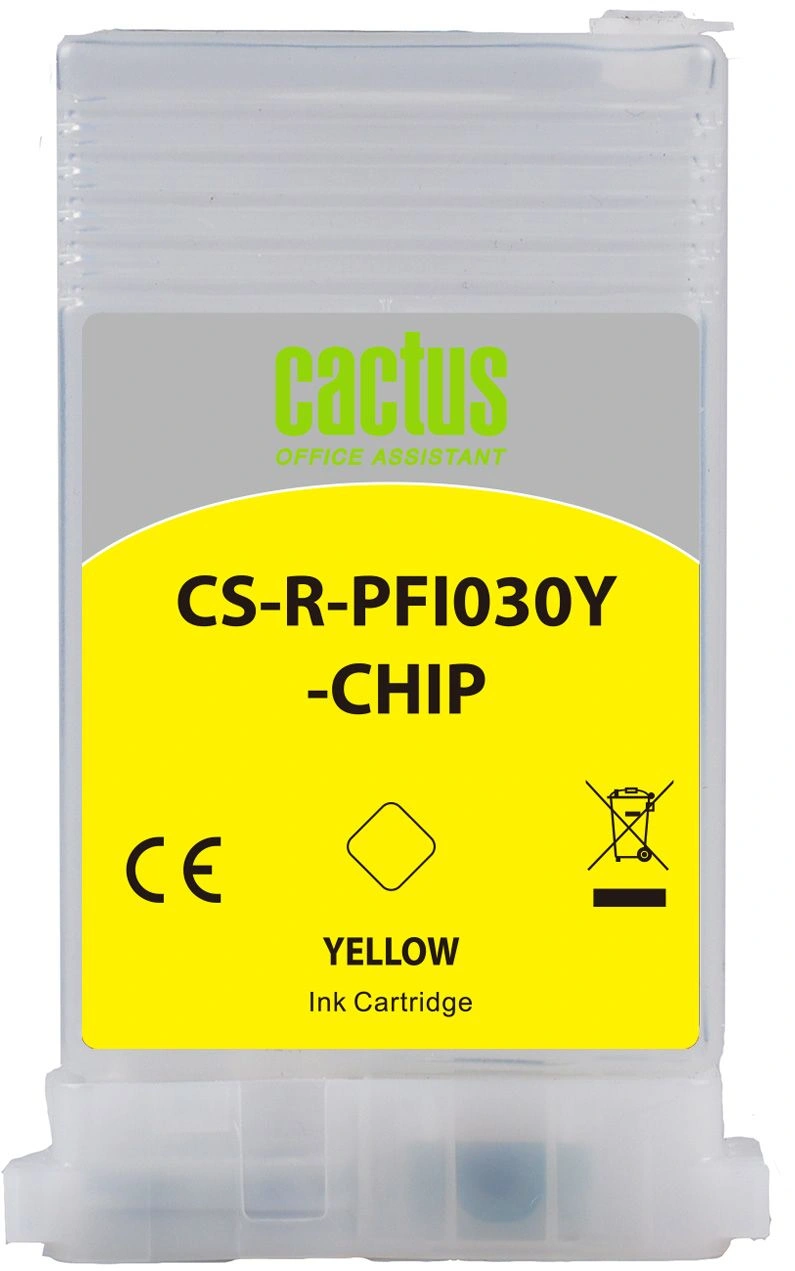 Картридж перезаправляемый струйный Cactus CS-R-PFI030Y-CHIP желтый (55мл) для Canon imagePrograf TA-20/30;TM-240/340 с чипом — миниатюра 2