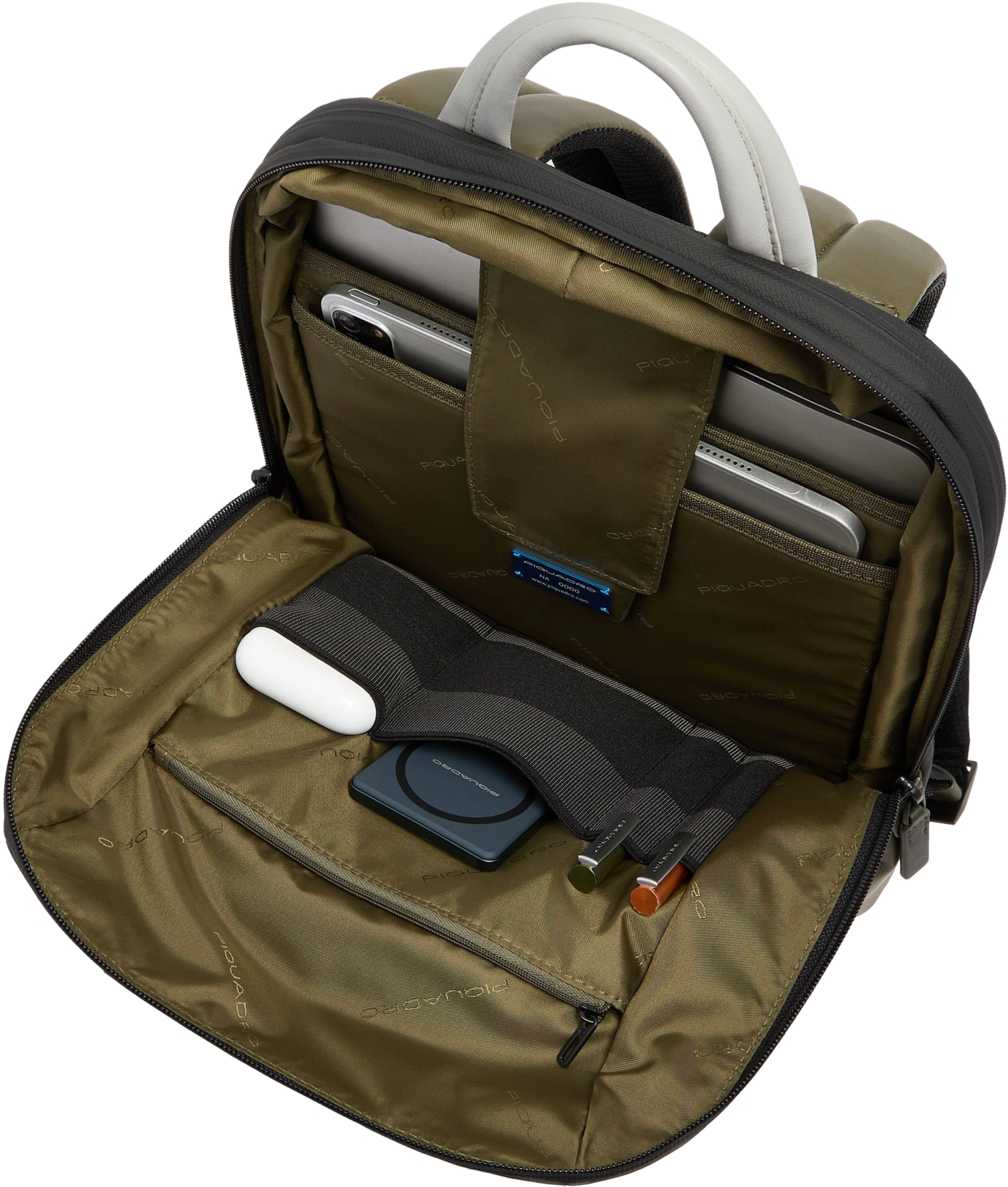 Рюкзак мужской Piquadro Urban CA6384UB00/VEGR хаки/серый натур.кожа — миниатюра 5