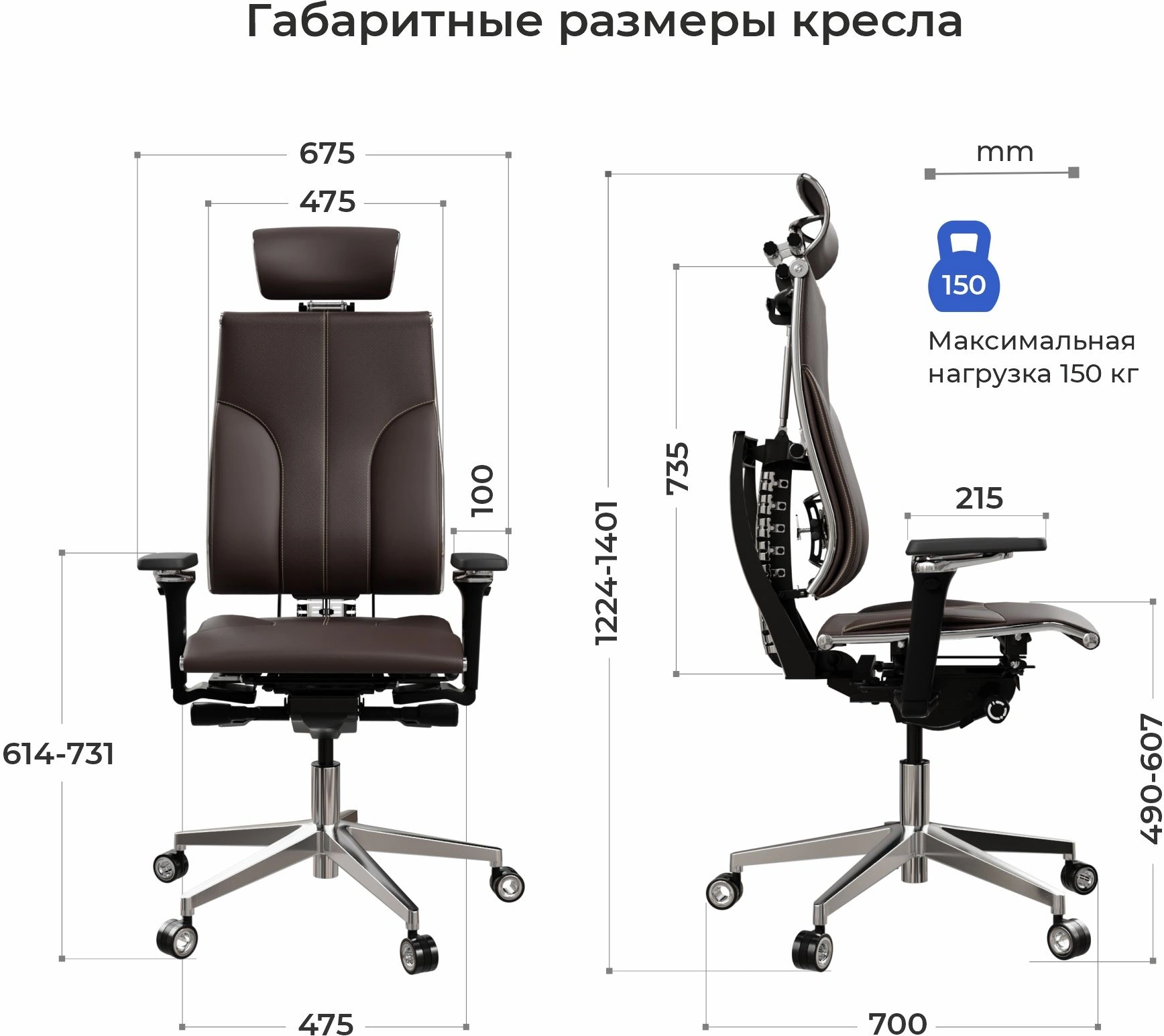 Кресло руководителя эргономичное Метта Yoga 4DF B2-10D - Infinity темно-коричневый сиденье темно-коричневый экокожа с подголов. крестов.5-луч. металл хром — миниатюра 13