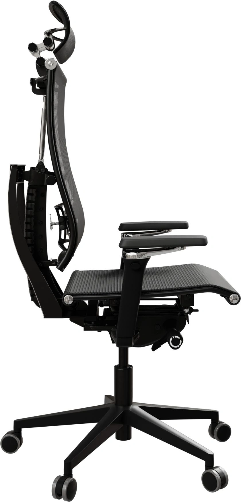 Кресло руководителя эргономичное Метта Yoga Spine Black Edition черный сиденье черный сетка с подголов. крестов.5-луч. металл хром — миниатюра 5