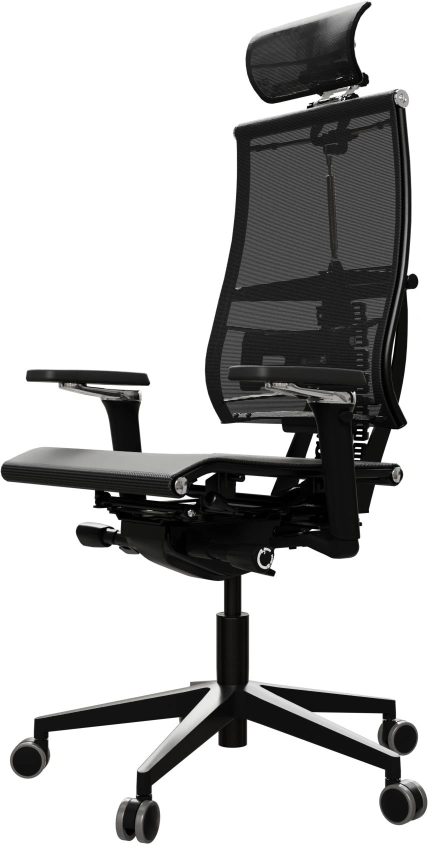 Кресло руководителя эргономичное Метта Yoga Spine Black Edition черный сиденье черный сетка с подголов. крестов.5-луч. металл хром — миниатюра 7