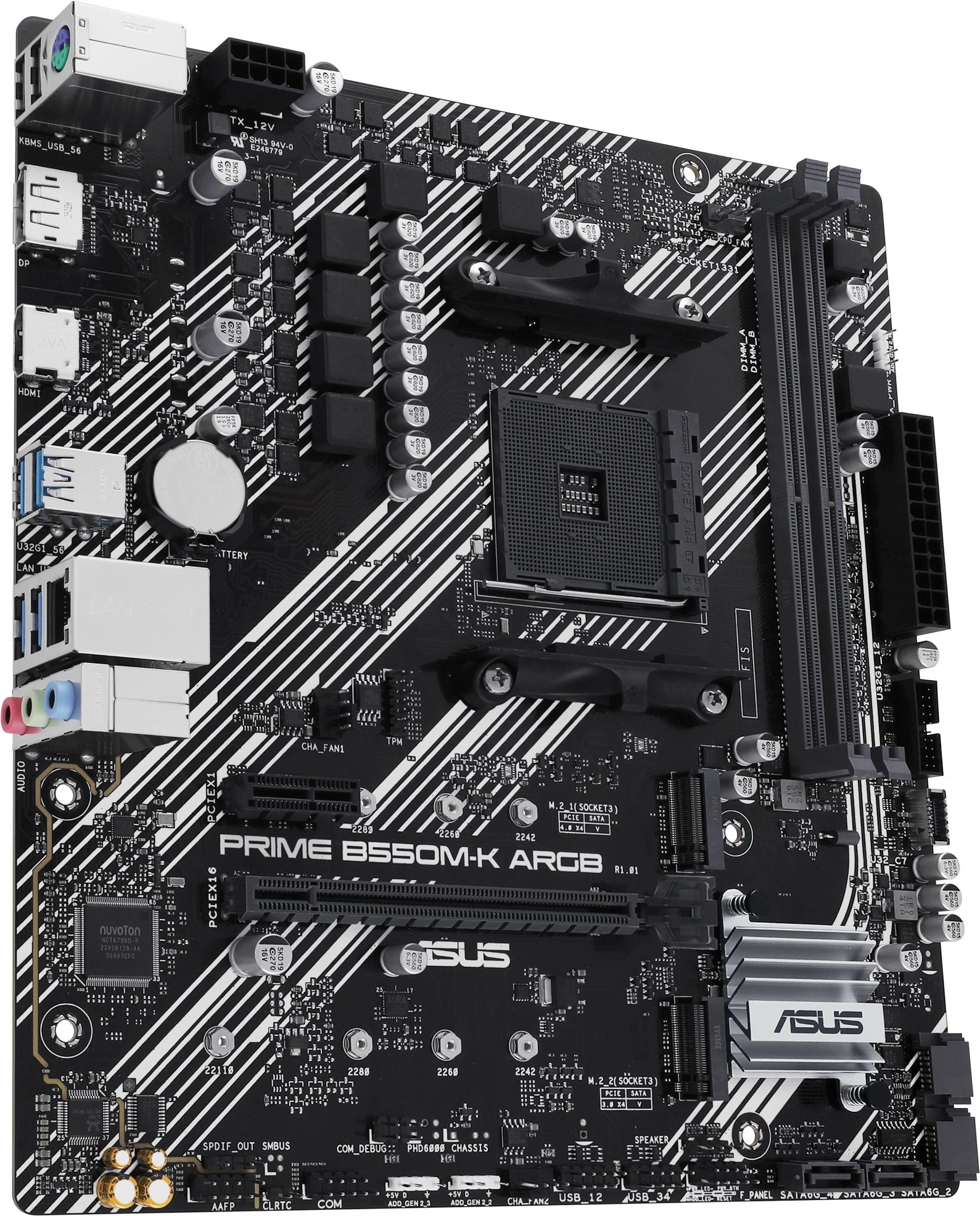 Материнская плата Asus PRIME B550M-K ARGB Soc-AM4 AMD B550 2xDDR4 mATX AC`97 8ch(7.1) GbLAN RAID+HDMI+DP — миниатюра 4