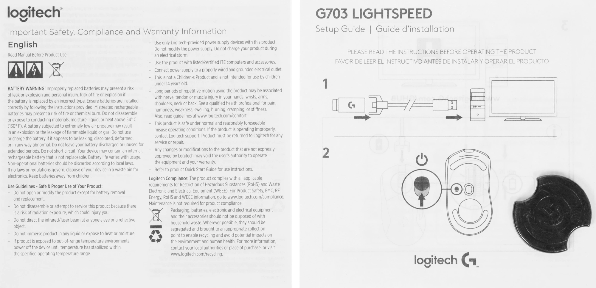 Мышь Logitech G703 LightSpeed черный оптическая 25600dpi беспров. USB 6but (910-005642) — миниатюра 22