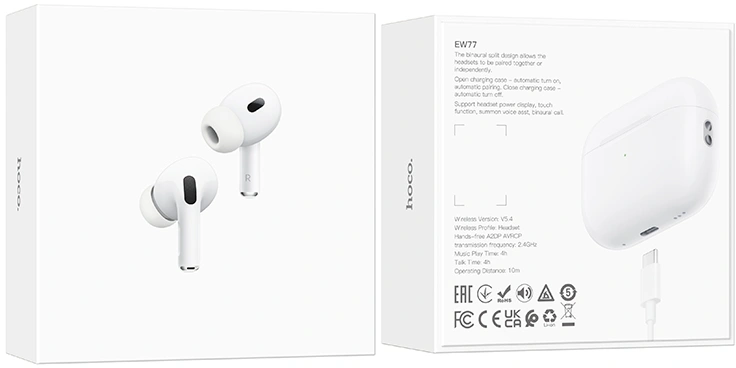 Гарнитура внутриканальные Hoco EW77 белый беспроводные bluetooth в ушной раковине (31792) — миниатюра 9