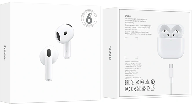 Гарнитура вкладыши Hoco EW84 белый беспроводные bluetooth в ушной раковине (47779) — миниатюра 8
