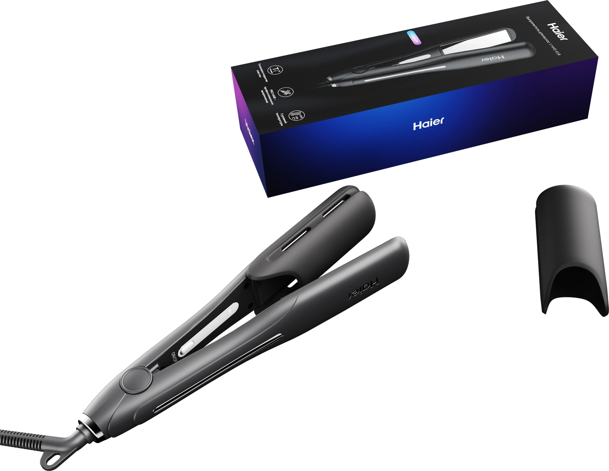 Выпрямитель Haier HHS-618 53Вт черный макс.темп.:220С покрытие:титановое (FZ000TD00RU) — миниатюра 13