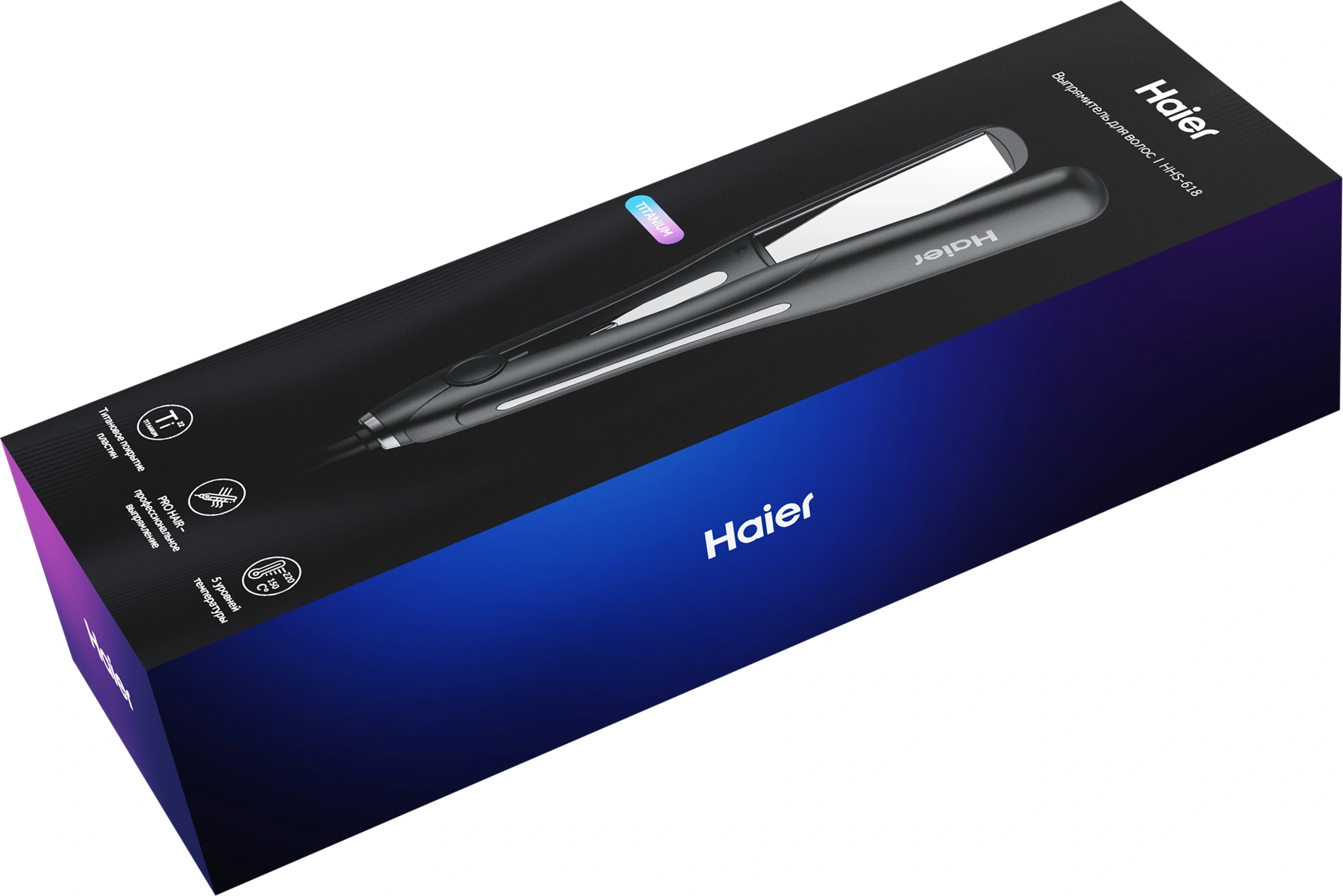 Выпрямитель Haier HHS-618 53Вт черный макс.темп.:220С покрытие:титановое (FZ000TD00RU) — миниатюра 15