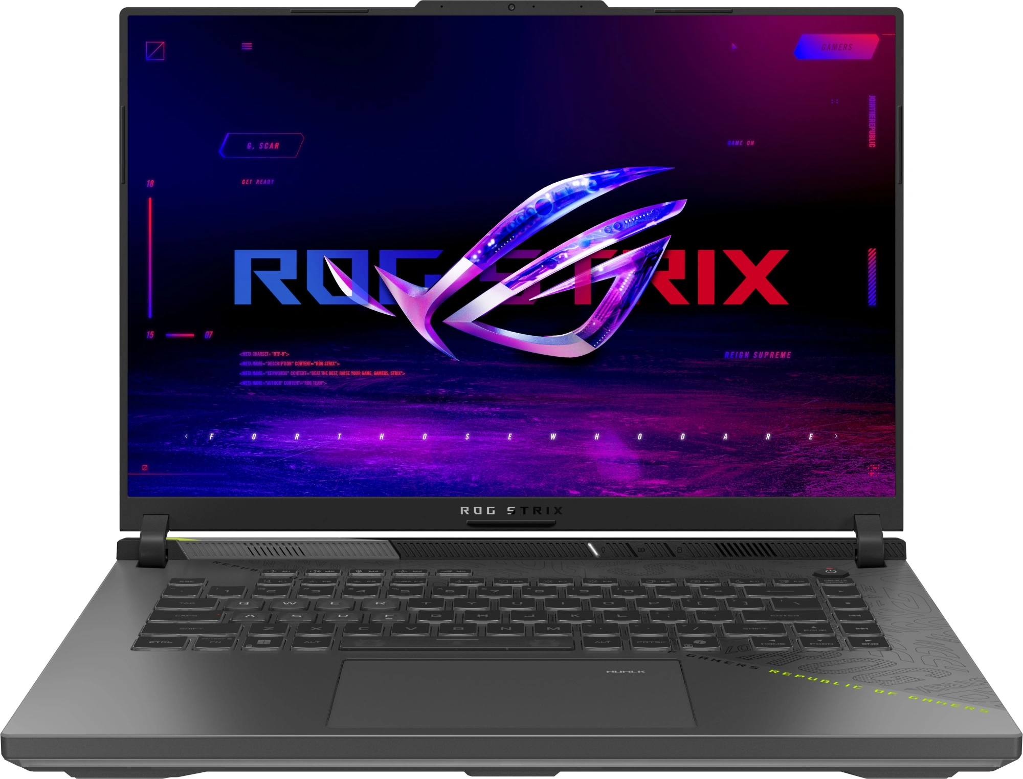 Ноутбук Asus ROG Strix G16 G614PP-TS206 Ryzen 9 8940HX 32Gb SSD512Gb NVIDIA GeForce RTX 5070 8Gb 16" IPS WQXGA (2560x1600) без ОС grey WiFi BT Cam (90NR0L68-M009F0) — фото 1