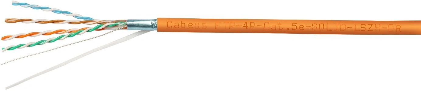 Кабель информационный Cabeus FTP-4P-CAT.5E-SOLID-LSZH кат.5E F/UTP 4 пары 24AWG LSZH внутренний 305м оранжевый — фото 1