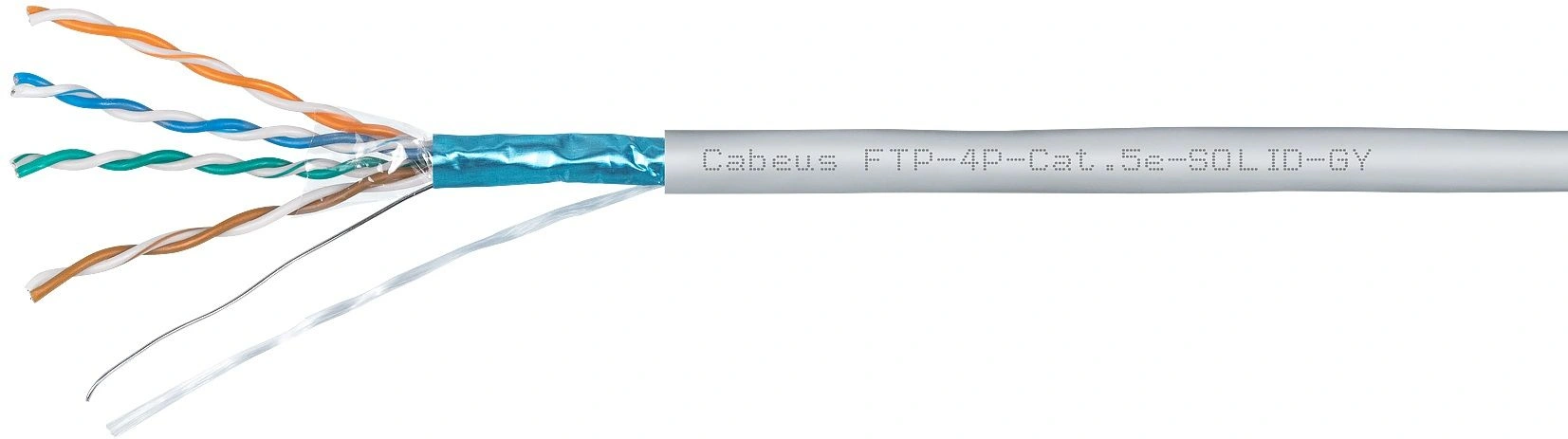 Кабель информационный Cabeus FTP-4P-CAT.5E-SOLID-GY кат.5E F/UTP 4 пары PVC внутренний 305м серый — фото 1