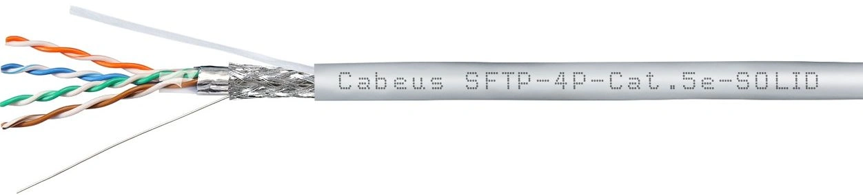 Кабель информационный Cabeus SFTP-4P-CAT.5E-SOLID-GY кат.5E SF/UTP 4 пары PVC внутренний 305м серый — фото 1