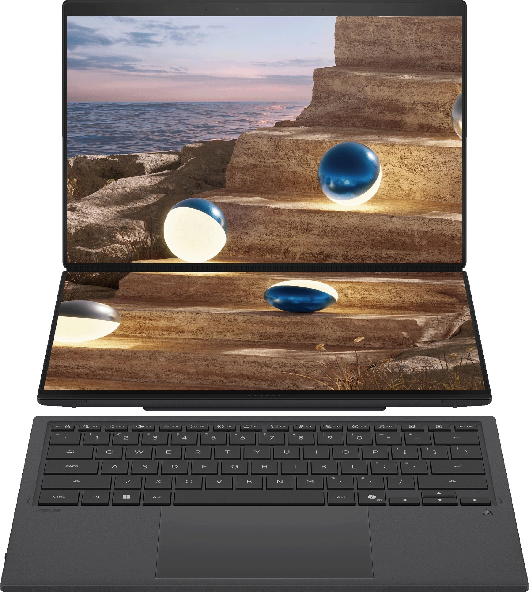 Ноутбук Asus ZenBook Duo UX8407AA-SN426X Core Ultra X7 358H 32Gb SSD1Tb Intel Arc B390 14" OLED Touch 3K (2880x1800) Windows 11 Pro grey WiFi BT Cam (90NB16V1-M00P90) — фото 1