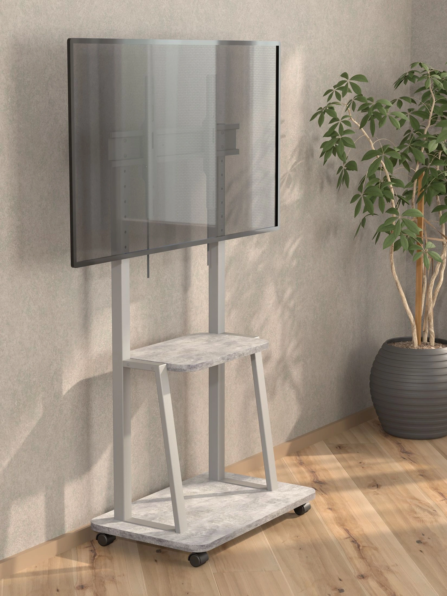 Стойка для телевизора Holder PR-108 серый/сланец 32"-65" макс.40кг напольный мобильный — миниатюра 3