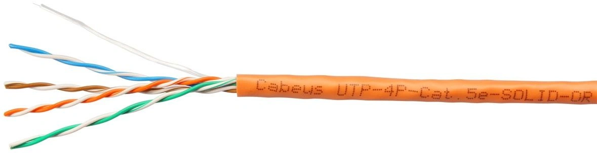 Кабель информационный Cabeus UTP-4P-CAT.5E-SOLID-OR кат.5E U/UTP 4 пары 24AWG PVC внутренний 305м оранжевый — фото 1