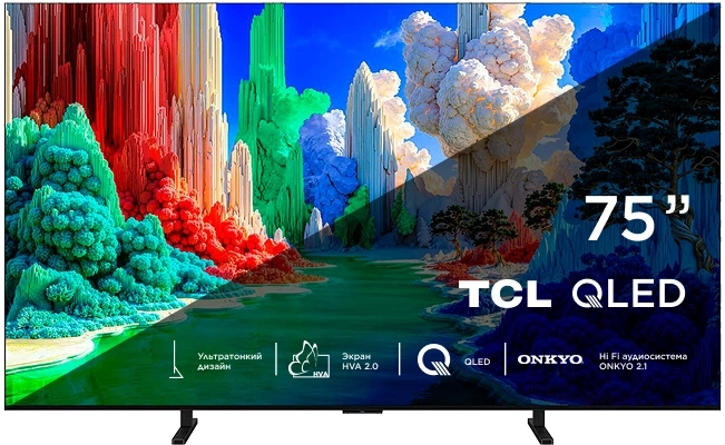 Телевизор QLED TCL 75" 75A400 Slim черный 4K Ultra HD 144Hz MEMC DVB-T DVB-T2 DVB-C DVB-S DVB-S2 USB WiFi Smart TV — миниатюра 8