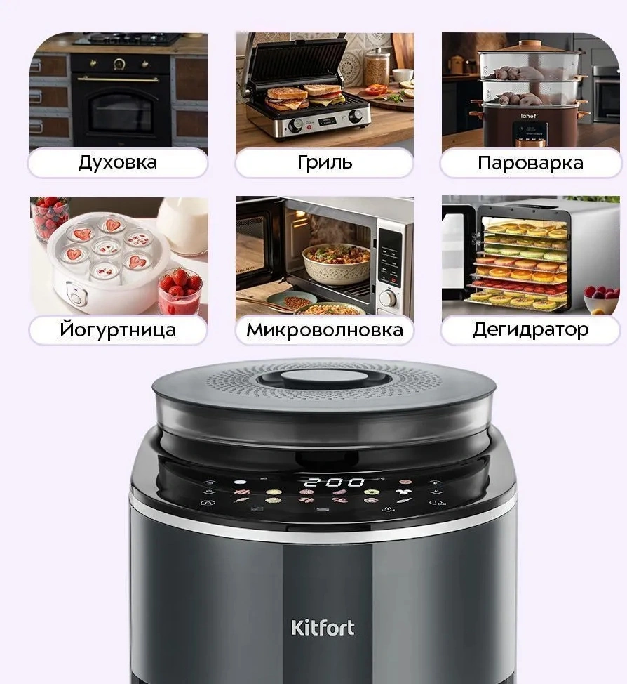 Аэрогриль Kitfort КТ-8155 4.5л 1500Вт серый — миниатюра 9