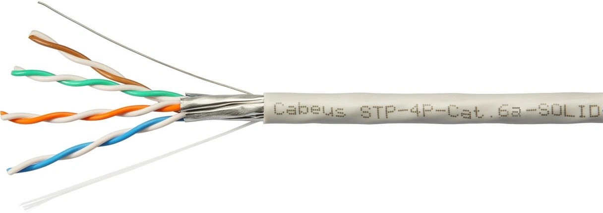 Кабель Cabeus STP-4P-CAT.6A-SOLID-IN-PVC кат.6A U/FTP 4 пары PVC внутренний 305м серый — фото 1