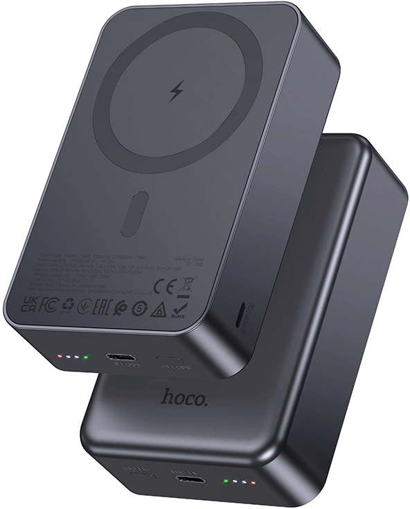 Мобильный аккумулятор Hoco J160 20000mAh 10W 3A беспров.зар. серый (64103) — фото 1