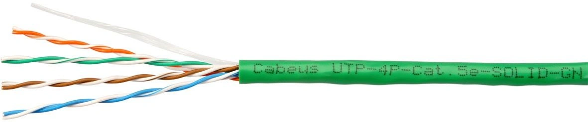 Кабель информационный Cabeus UTP-4P-CAT.5E-SOLID-LSLTX-GN кат.5E U/UTP 4 пары PVC внутренний 305м зеленый — фото 1