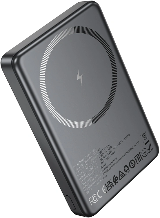 Мобильный аккумулятор Hoco Q34 Clever 10000mAh QC3.0/PD3.0 20W 3A беспров.зар. серый (44068) — миниатюра 2