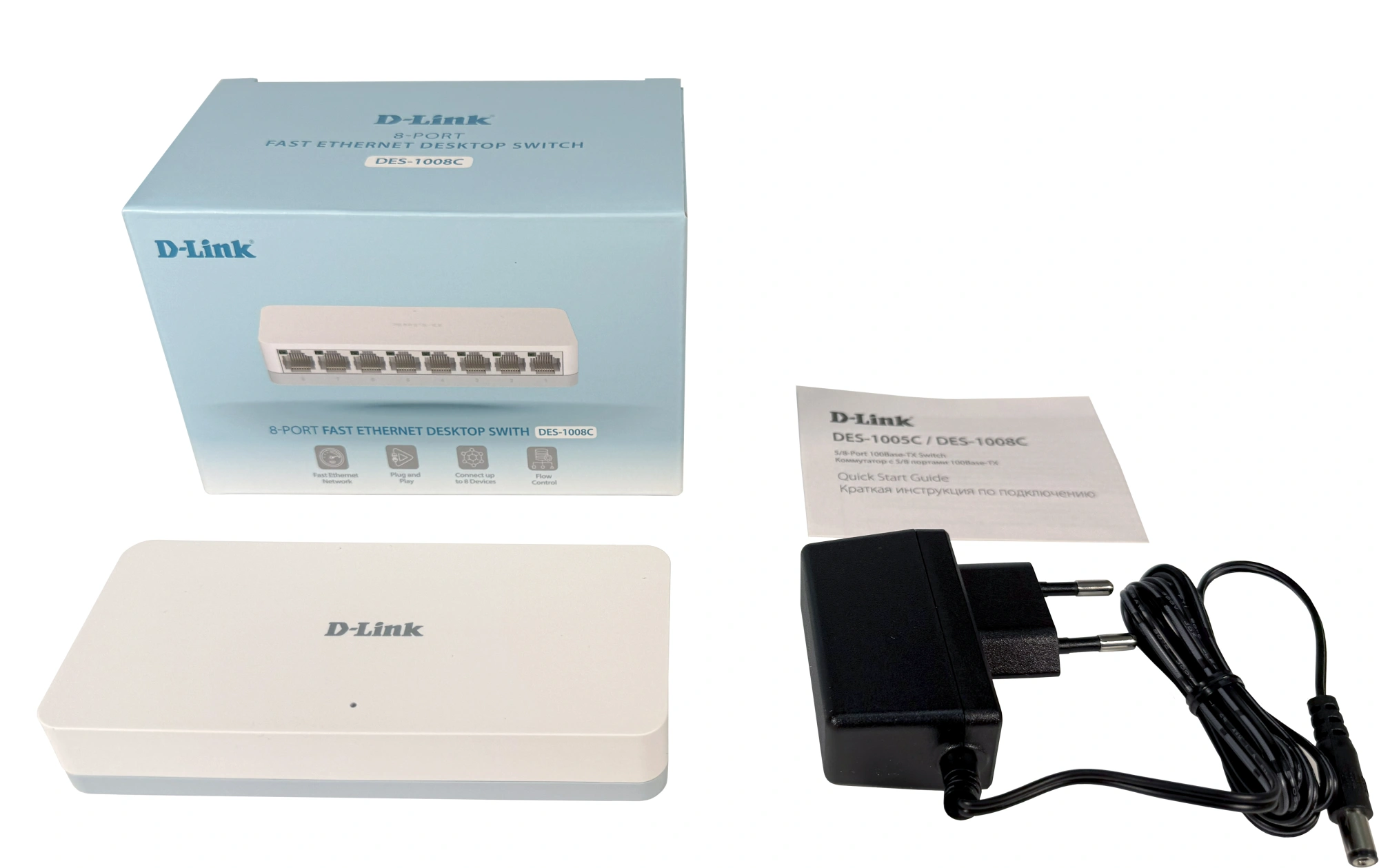 Коммутатор D-Link DES-1008C/C1A (L2) 8x100Мбит/с неуправляемый — миниатюра 5