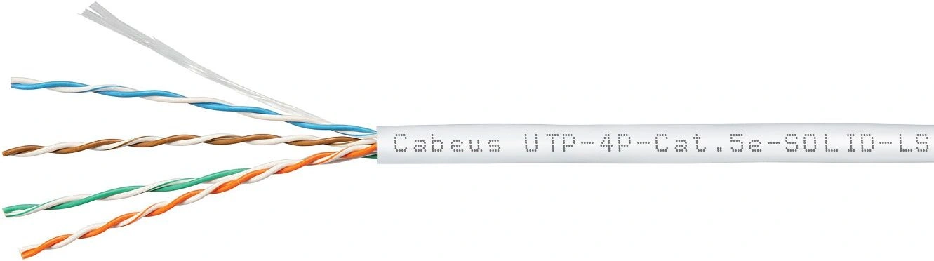 Кабель информационный Cabeus UTP-4P-CAT.5E-SOLID-LSZH-WH кат.5E U/UTP 4 пары 5AWG LSZH внутренний 305м белый — фото 1
