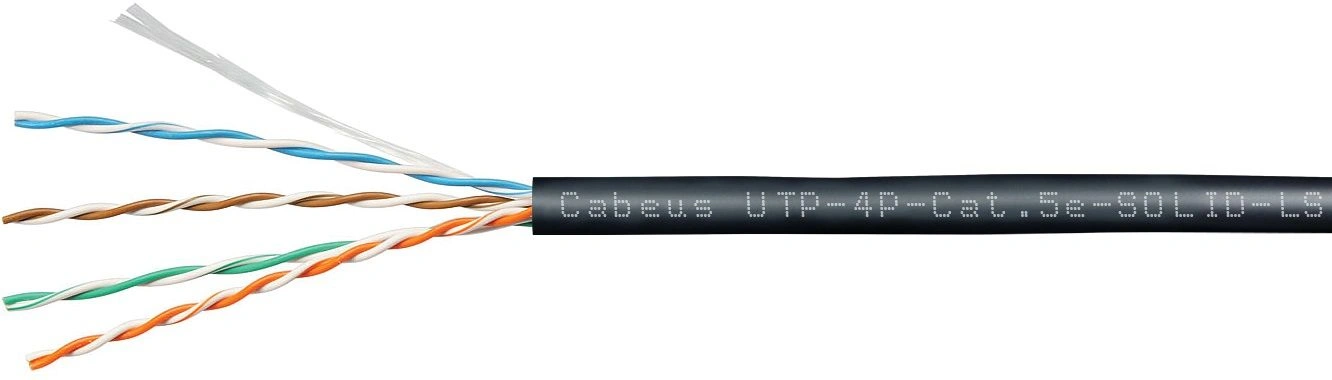 Кабель информационный Cabeus UTP-4P-CAT.5E-SOLID-LSZH-BK кат.5E U/UTP 4 пары LSZH внутренний 305м черный — фото 1