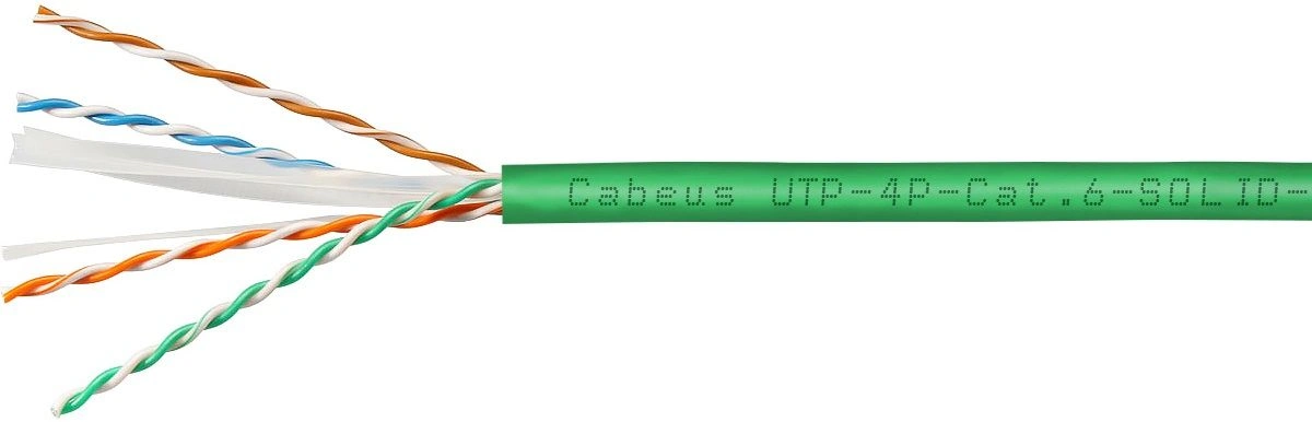 Кабель информационный Cabeus UTP-4P-CAT.6-SOLID-LSLTX-GN кат.6 U/UTP 4 пары PVC внутренний 305м зеленый — фото 1
