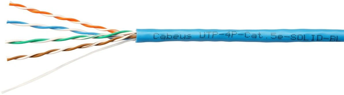 Кабель информационный Cabeus UTP-4P-CAT.5E-SOLID-BL кат.5E U/UTP 4 пары PVC внутренний 305м синий — фото 1