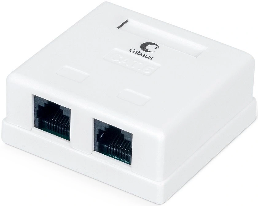 Розетка Cabeus WS-8P8C-CAT.6-2 комп. RJ45 2 кат.6 черн. — фото 1