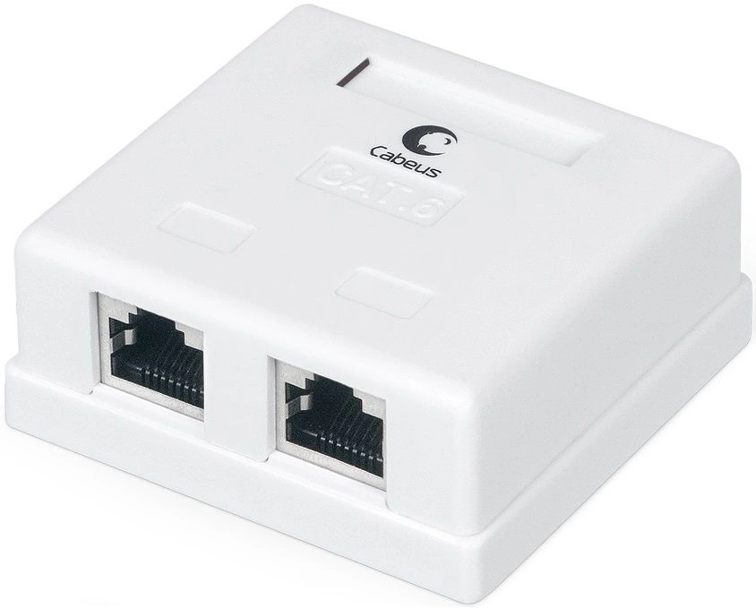 Розетка Cabeus WS-8P8C-CAT.6-SH-2 комп. RJ45 2 кат.6 бел. — фото 1